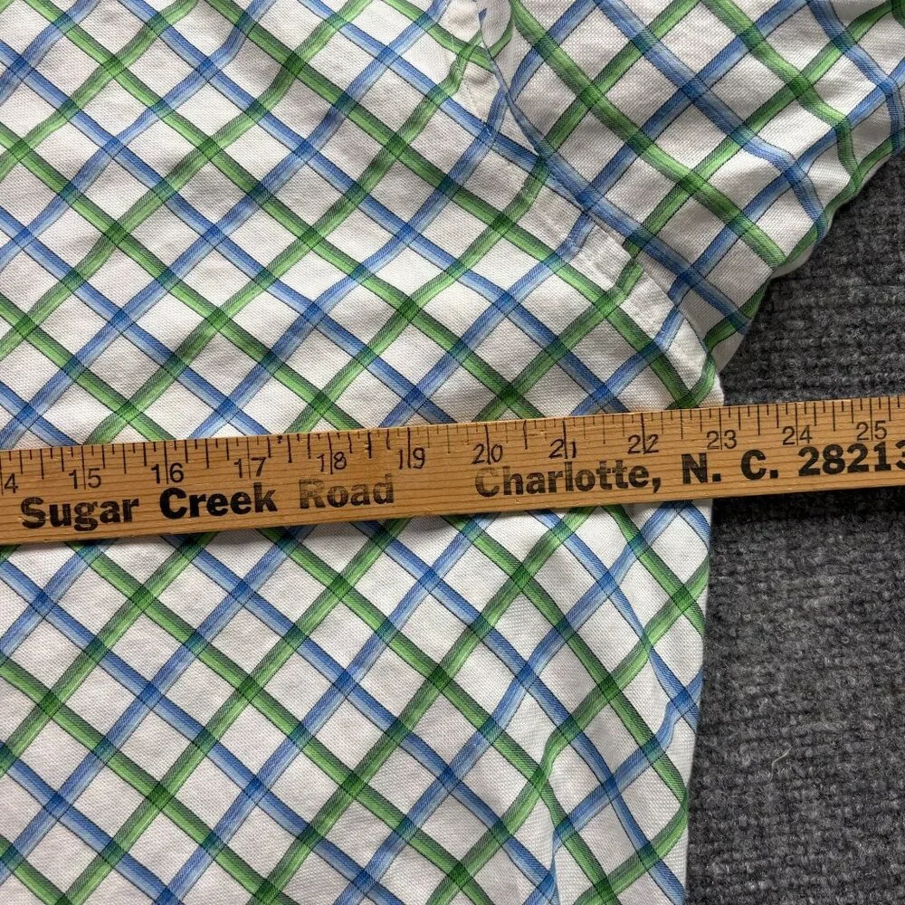 Banana Republic Shirt Mens L Blue Green Check Classic Fit Preppy Office Everyday